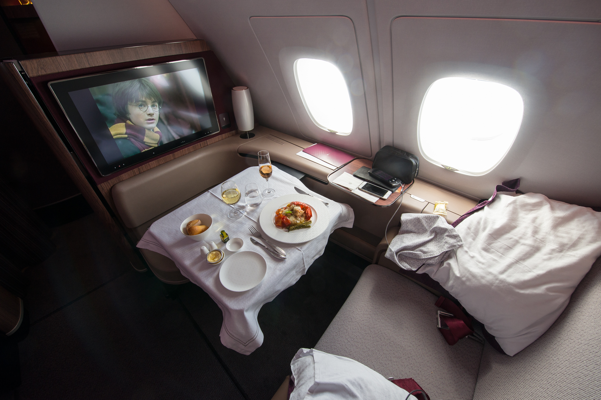 Qatar Airways A380 First Class Dining